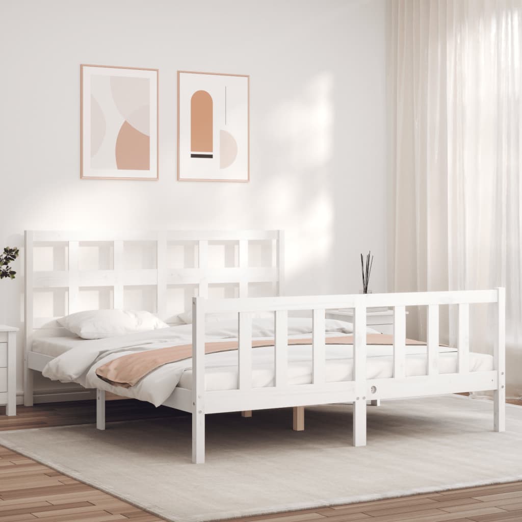 Bed Frame without Mattress White 160x200 cm Solid Wood Pine
