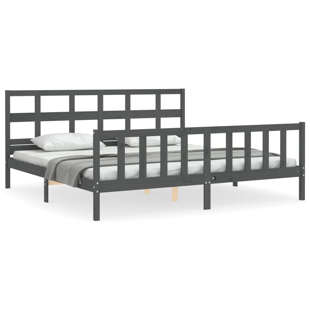 Bed Frame without Mattress Grey 200x200 cm Solid Wood Pine