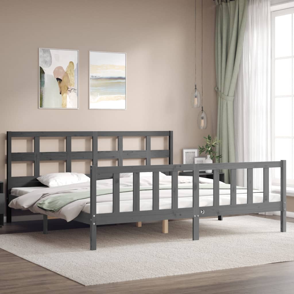 Bed Frame without Mattress Grey 200x200 cm Solid Wood Pine