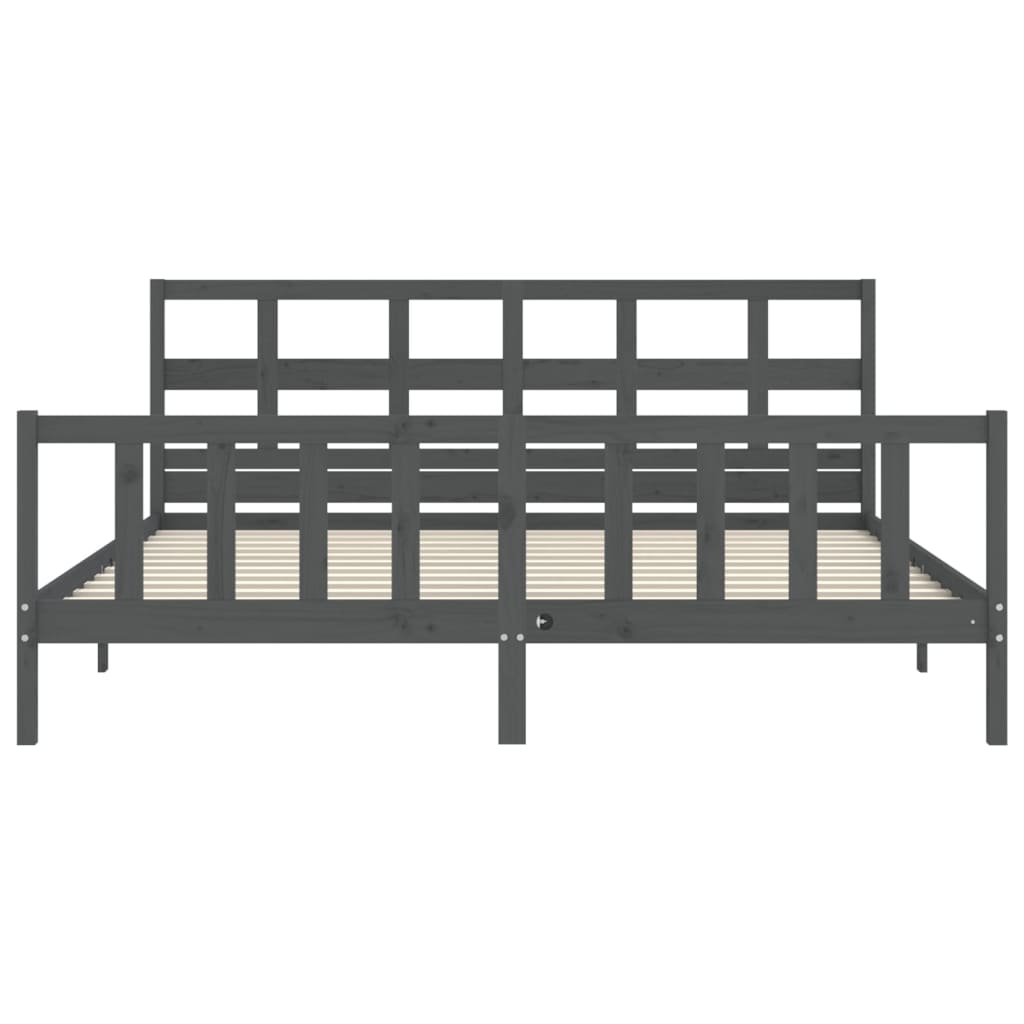 Bed Frame without Mattress Grey 200x200 cm Solid Wood Pine