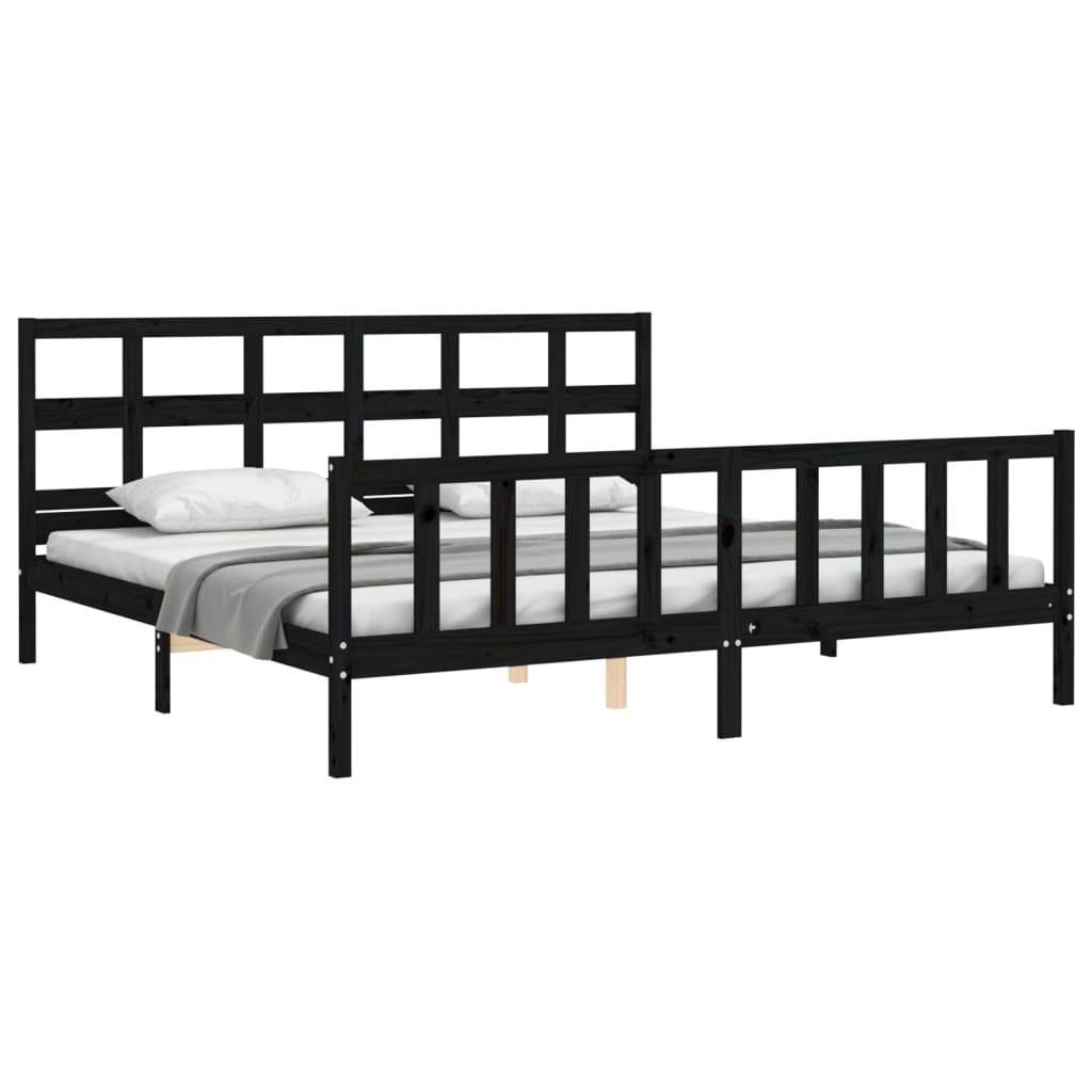 Bed Frame without Mattress Black 200x200 cm Solid Wood Pine