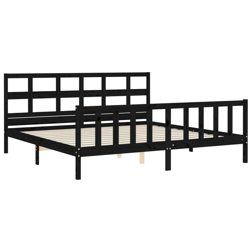 Bed Frame without Mattress Black 200x200 cm Solid Wood Pine