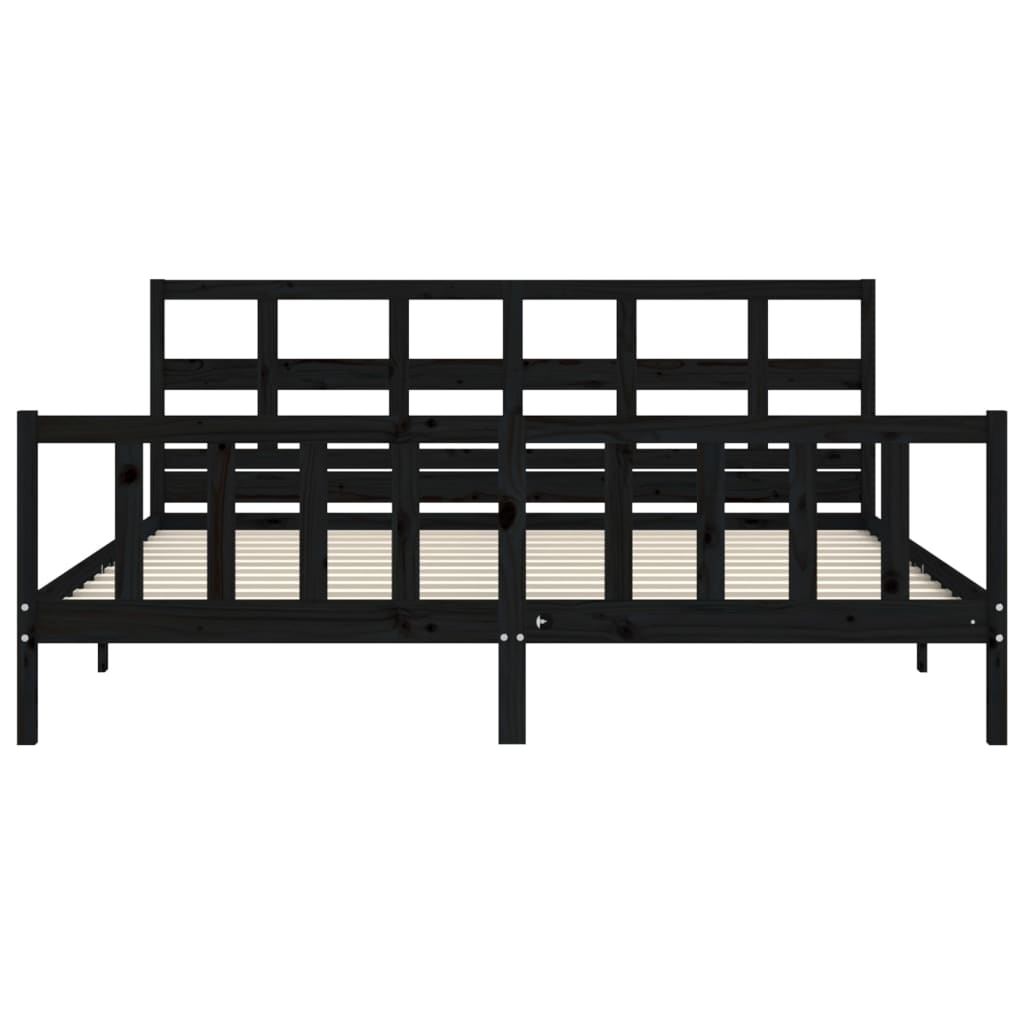 Bed Frame without Mattress Black 200x200 cm Solid Wood Pine