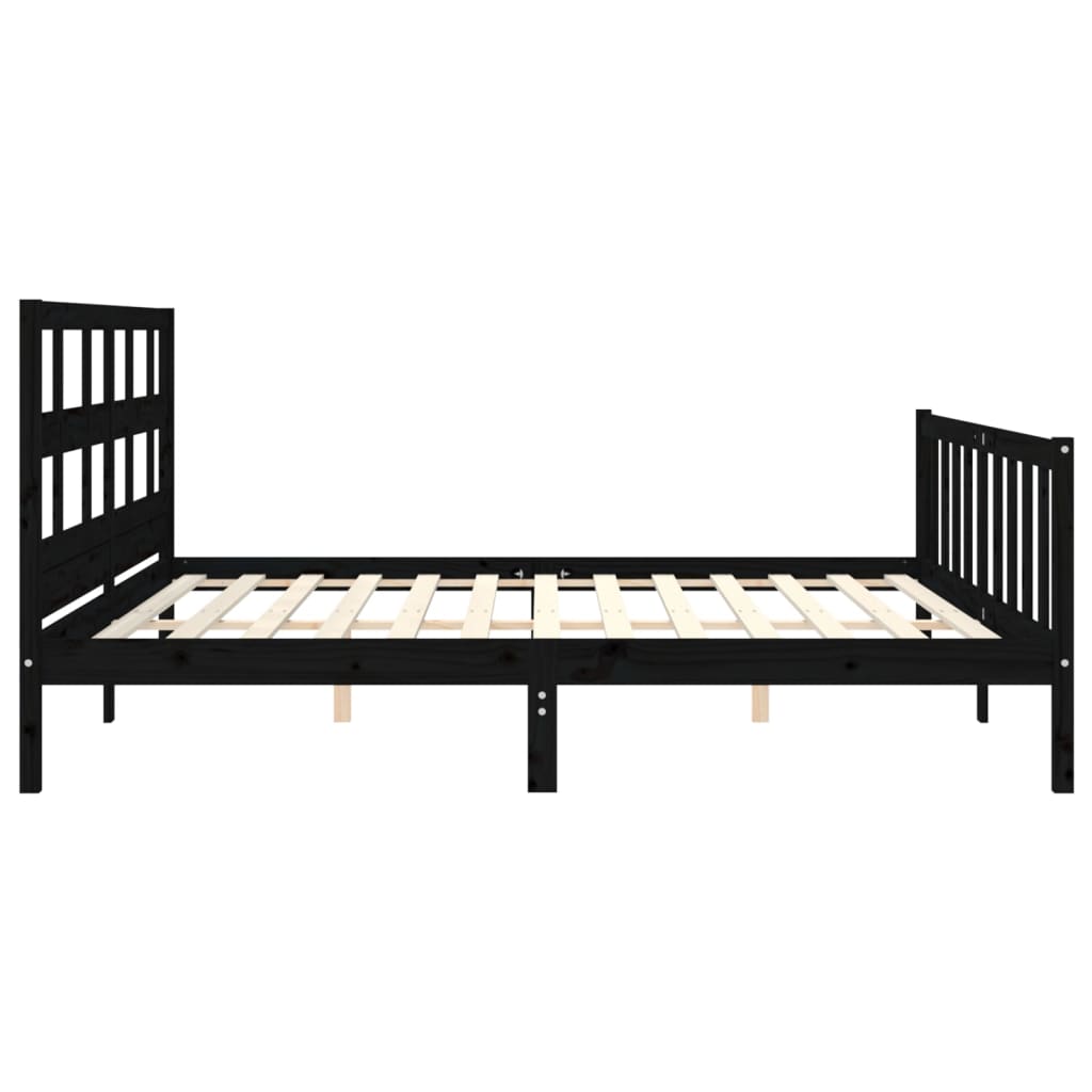 Bed Frame without Mattress Black 200x200 cm Solid Wood Pine