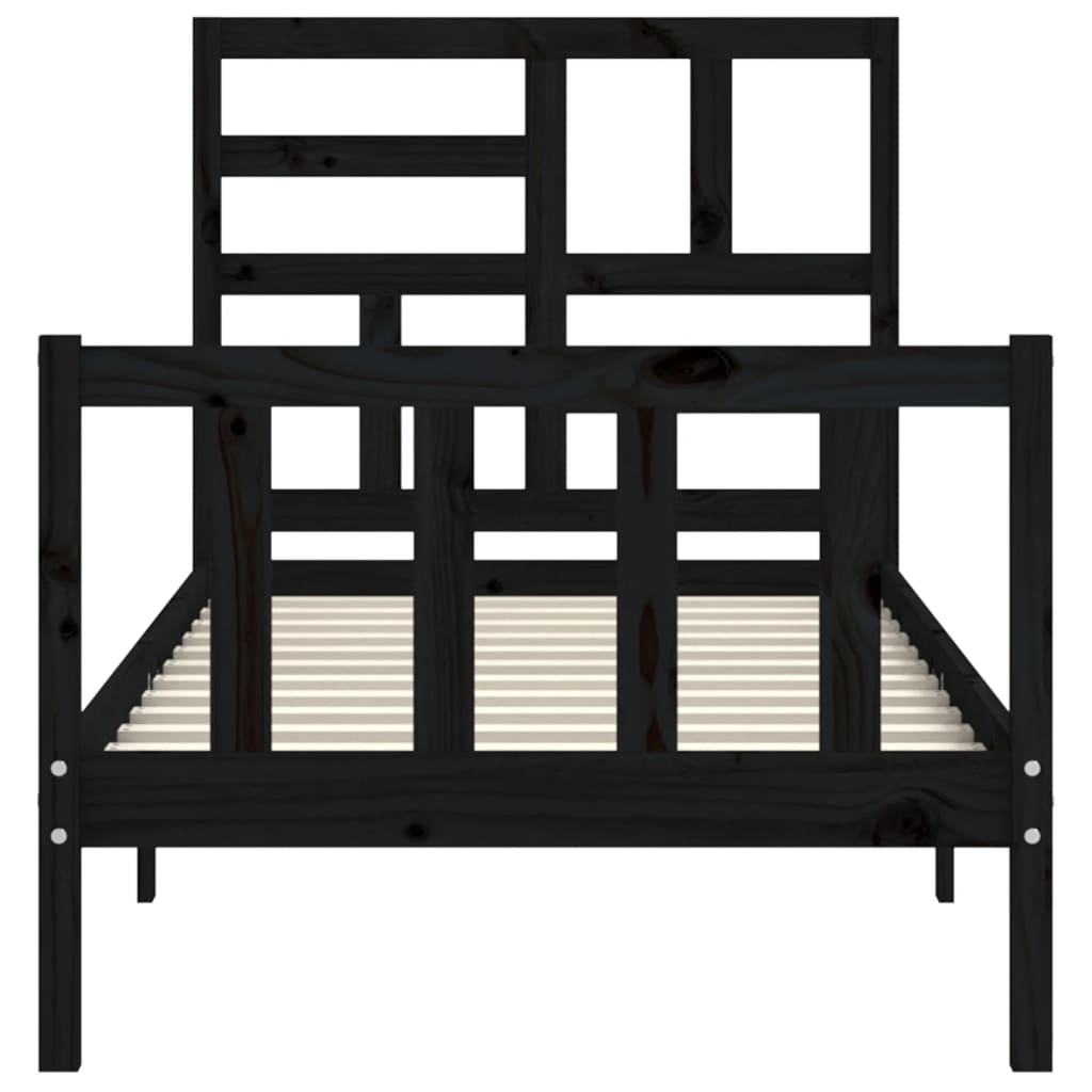 Bed Frame without Mattress Black Small Single Solid Wood Pine