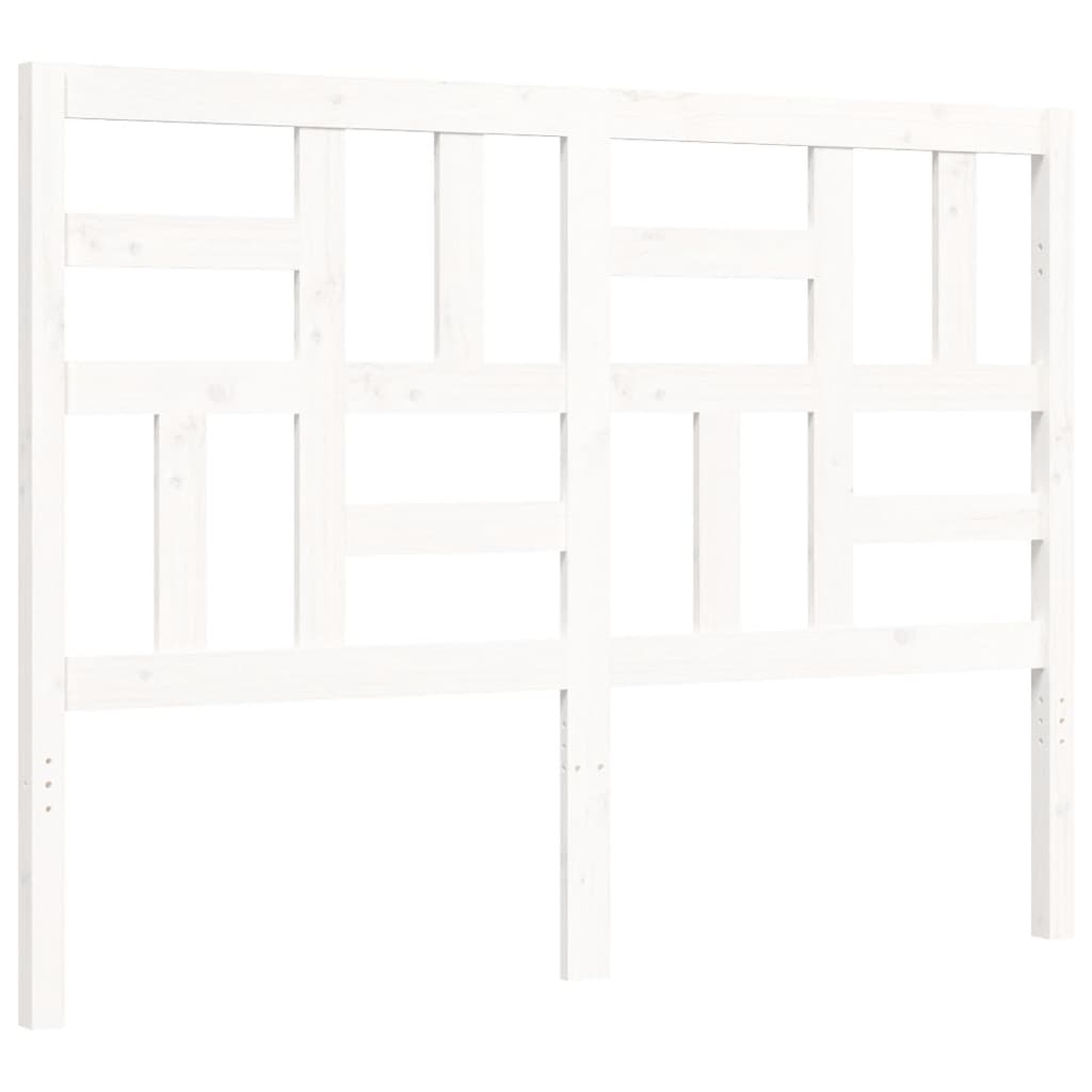 Bed Frame without Mattress White Double Solid Wood Pine