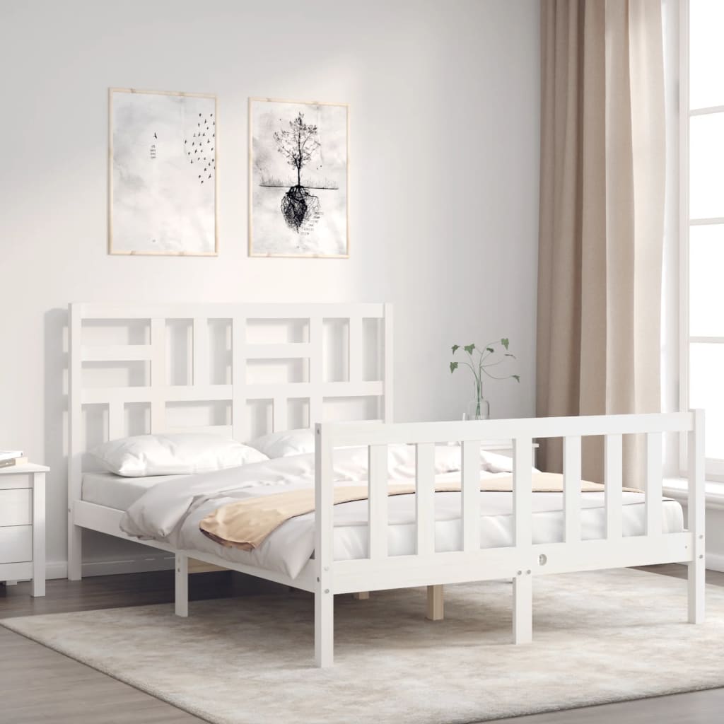 Bed Frame without Mattress White 140x190 cm Solid Wood Pine