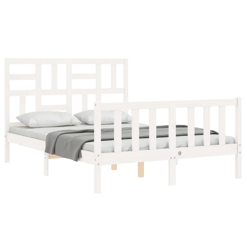 Bed Frame without Mattress White 140x190 cm Solid Wood Pine