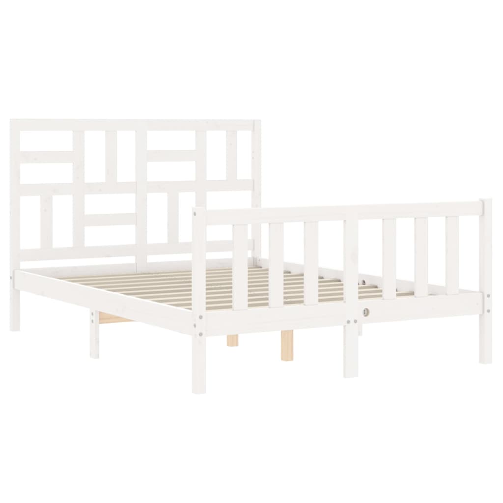 Bed Frame without Mattress White 140x190 cm Solid Wood Pine