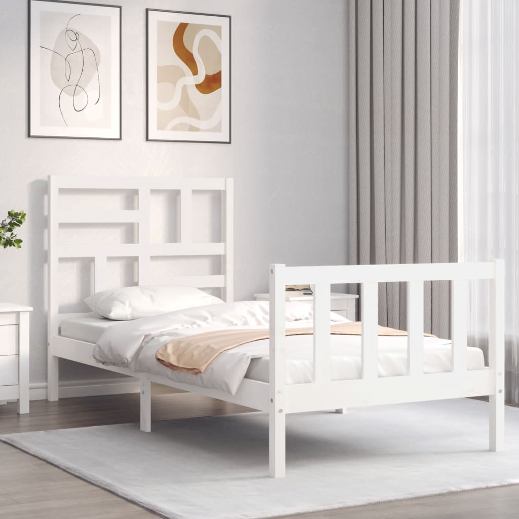 Bed Frame without Mattress White 90x200 cm Solid Wood Pine