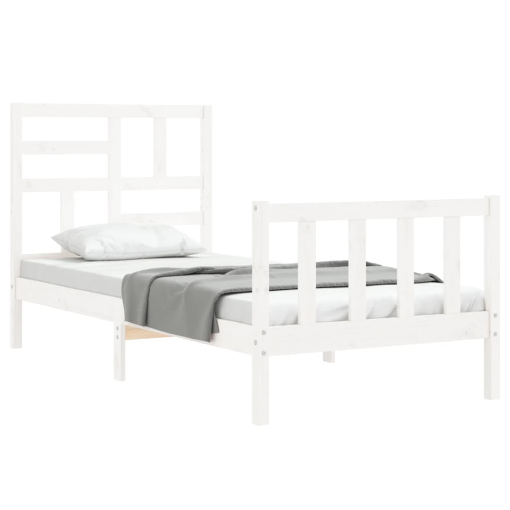 Bed Frame without Mattress White 90x200 cm Solid Wood Pine
