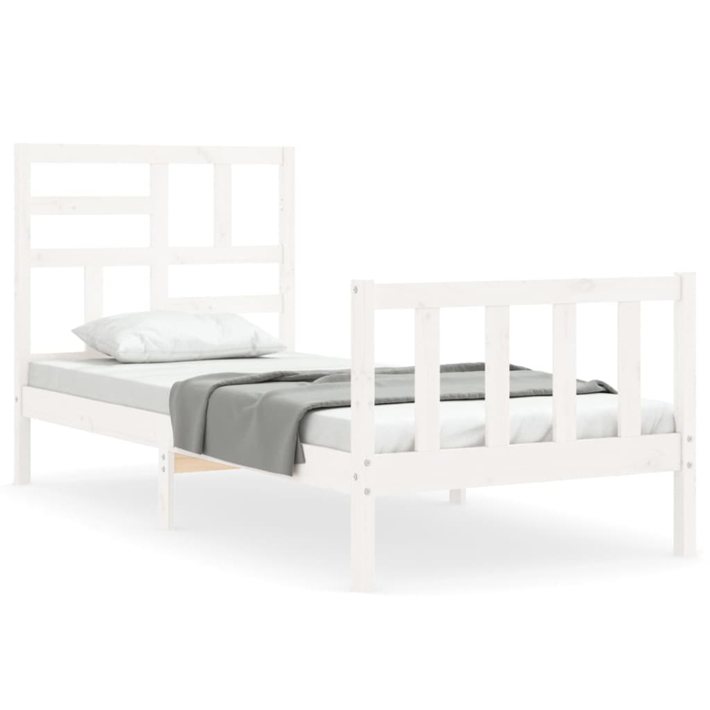 Bed Frame without Mattress White 100x200 cm Solid Wood Pine
