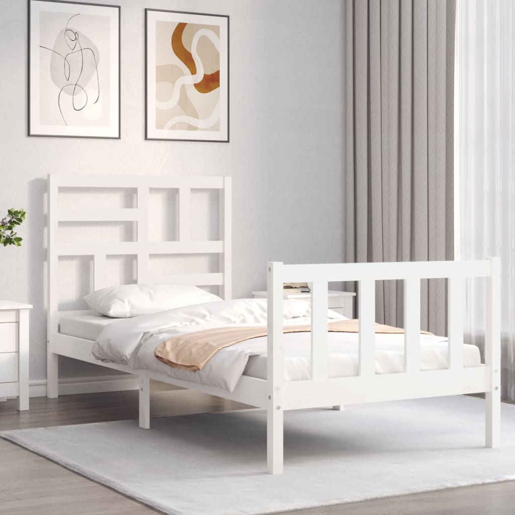 Bed Frame without Mattress White 100x200 cm Solid Wood Pine