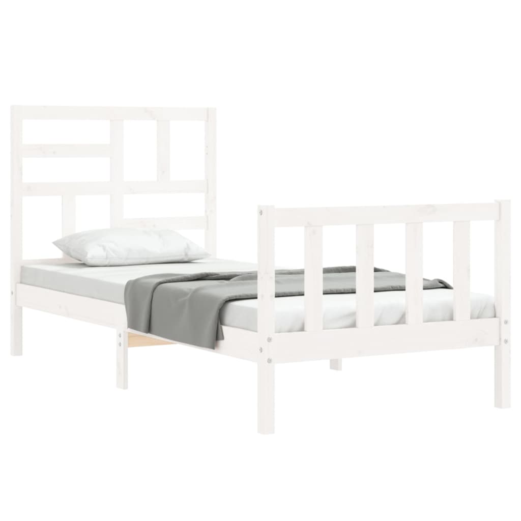 Bed Frame without Mattress White 100x200 cm Solid Wood Pine