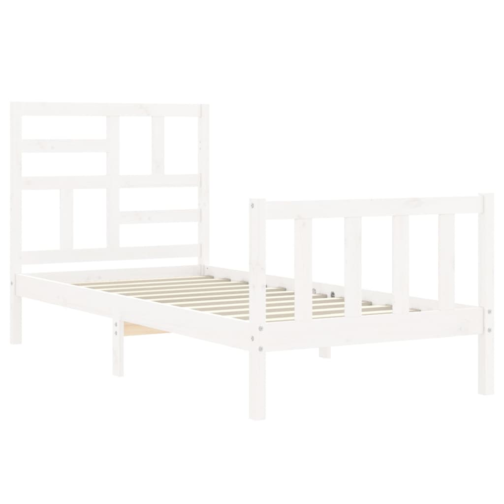 Bed Frame without Mattress White 100x200 cm Solid Wood Pine