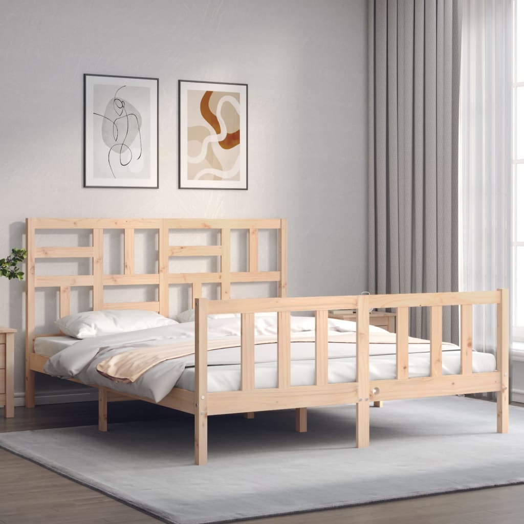 Bed Frame without Mattress King Size Solid Wood Pine
