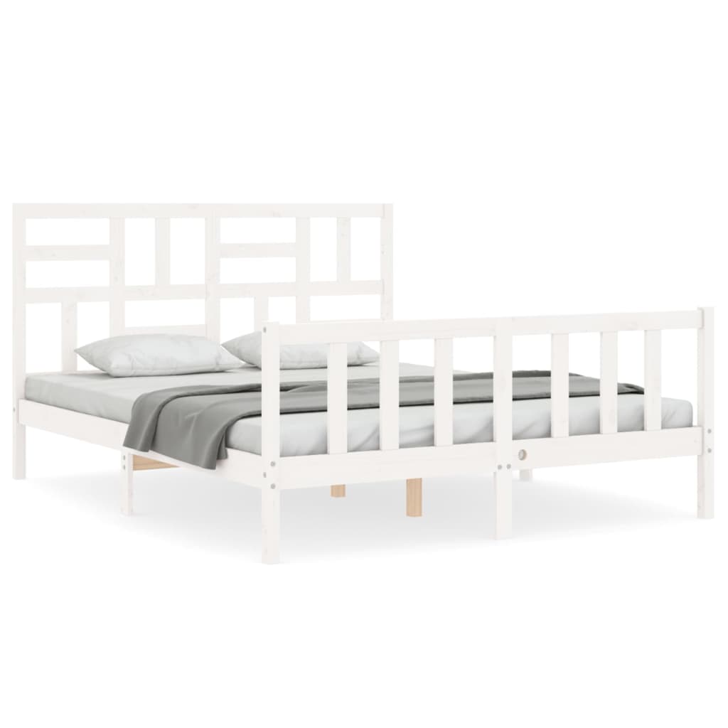 Bed Frame without Mattress White 160x200 cm Solid Wood Pine