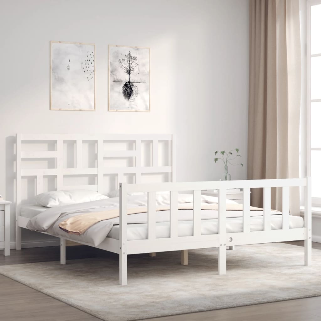 Bed Frame without Mattress White 160x200 cm Solid Wood Pine
