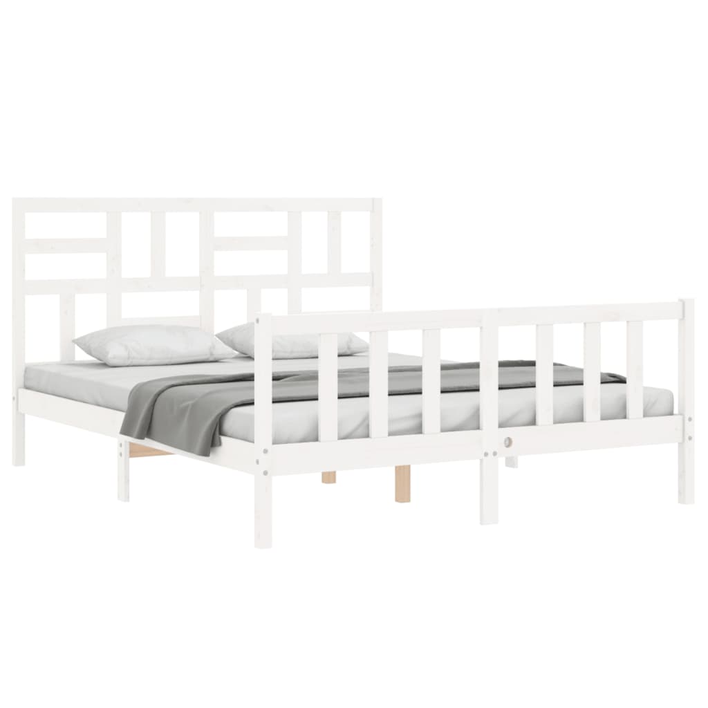 Bed Frame without Mattress White 160x200 cm Solid Wood Pine