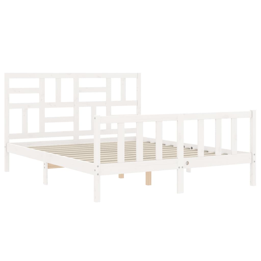 Bed Frame without Mattress White 160x200 cm Solid Wood Pine
