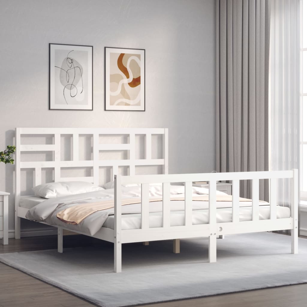Bed Frame without Mattress White 160x200 cm Solid Wood Pine