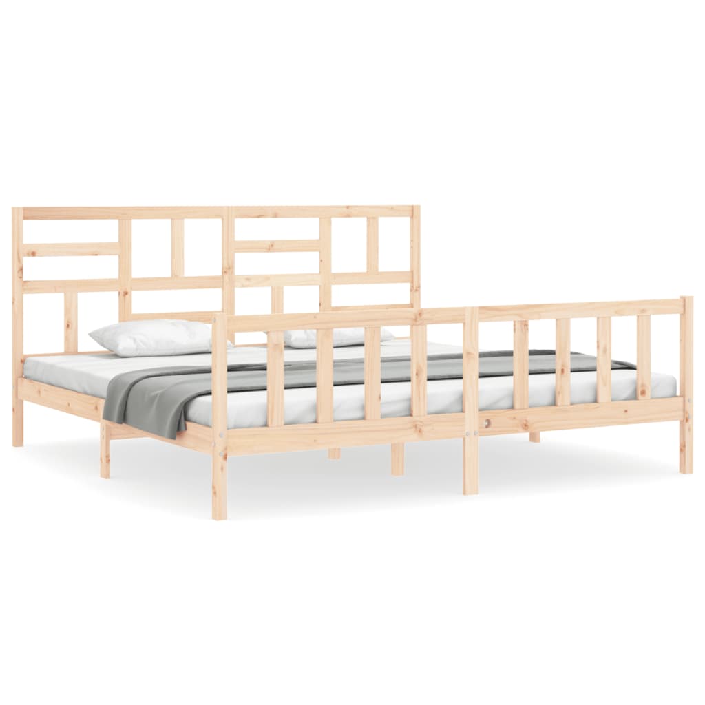 Bed Frame without Mattress Super King Size Solid Wood Pine