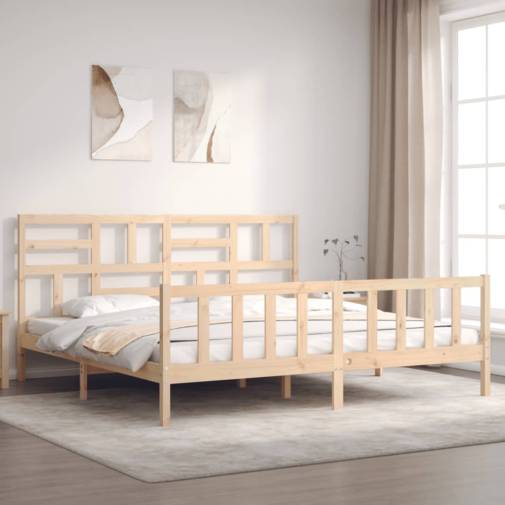 Bed Frame without Mattress Super King Size Solid Wood Pine