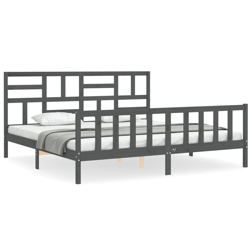 Bed Frame without Mattress Grey 200x200 cm Solid Wood Pine