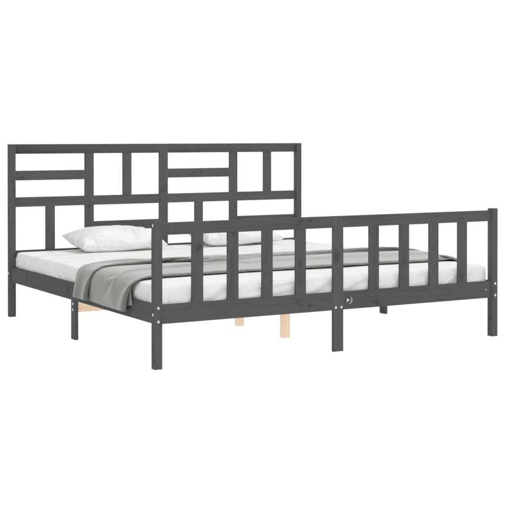 Bed Frame without Mattress Grey 200x200 cm Solid Wood Pine