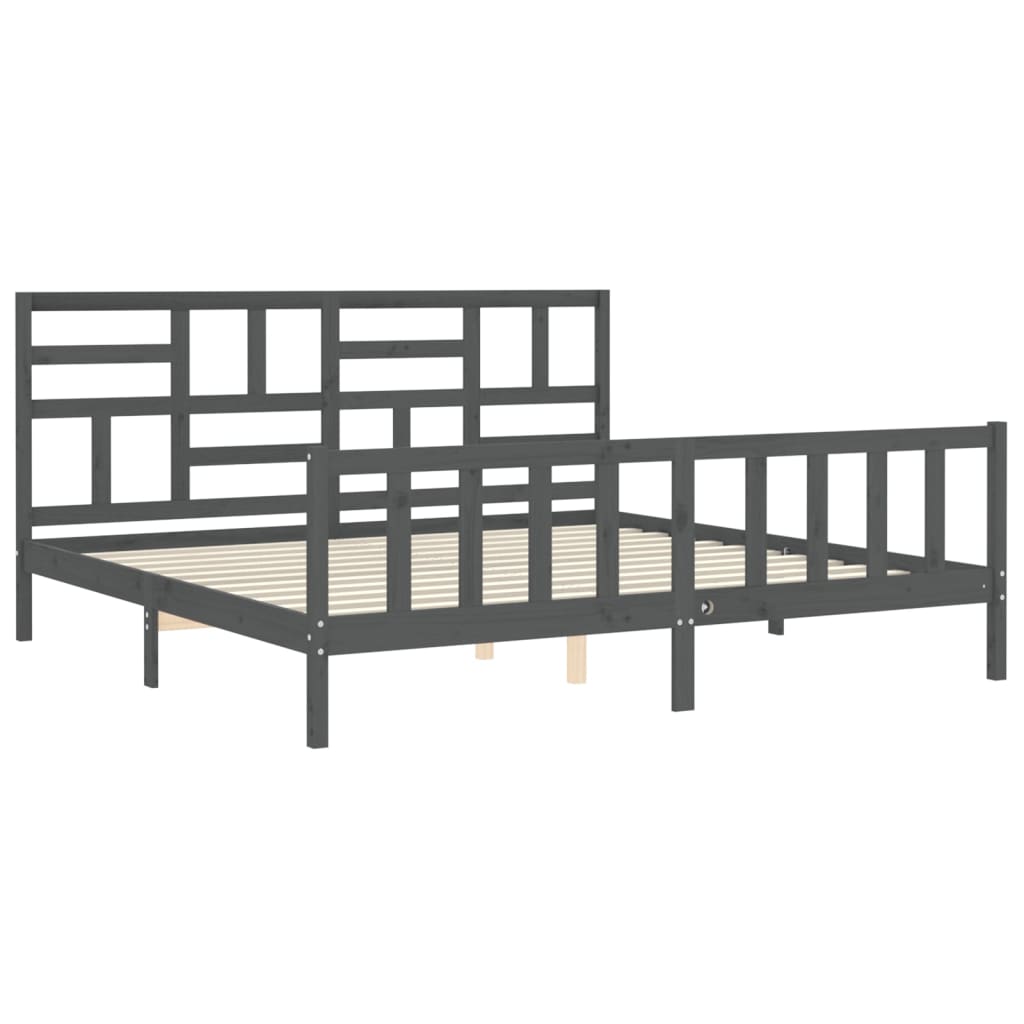 Bed Frame without Mattress Grey 200x200 cm Solid Wood Pine