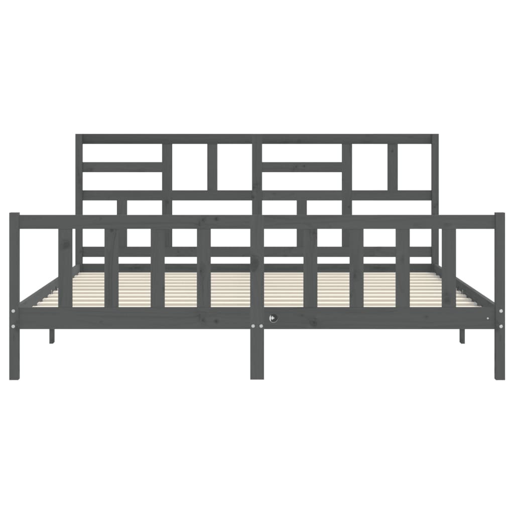 Bed Frame without Mattress Grey 200x200 cm Solid Wood Pine