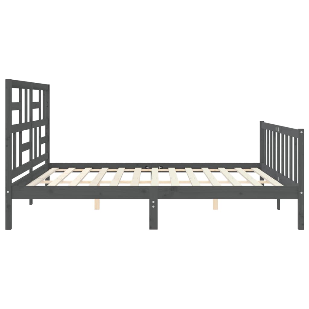 Bed Frame without Mattress Grey 200x200 cm Solid Wood Pine