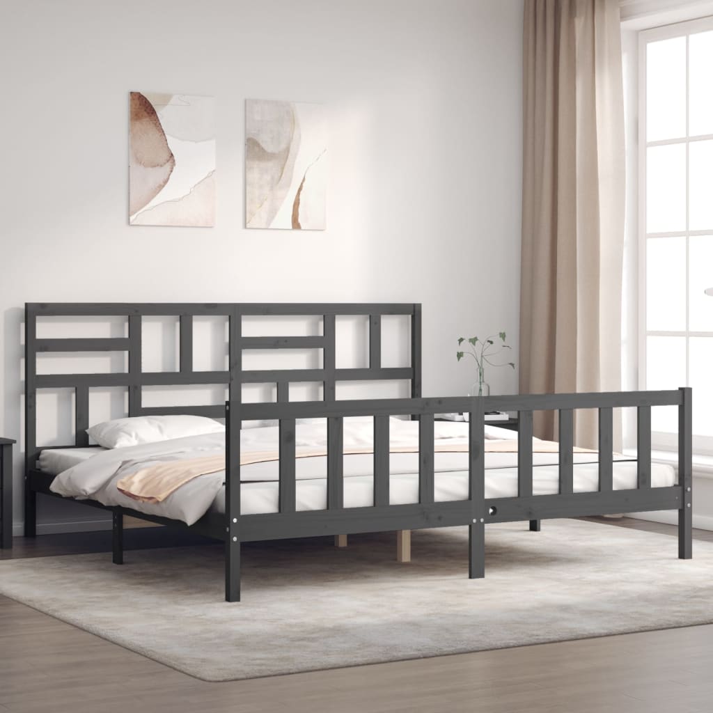 Bed Frame without Mattress Grey 200x200 cm Solid Wood Pine