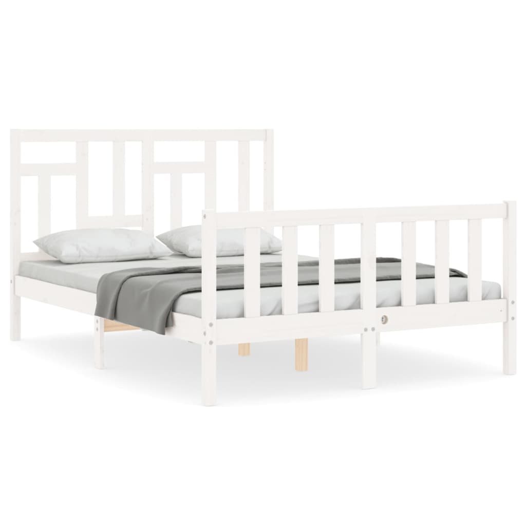 Bed Frame without Mattress White Small Double Solid Wood Pine