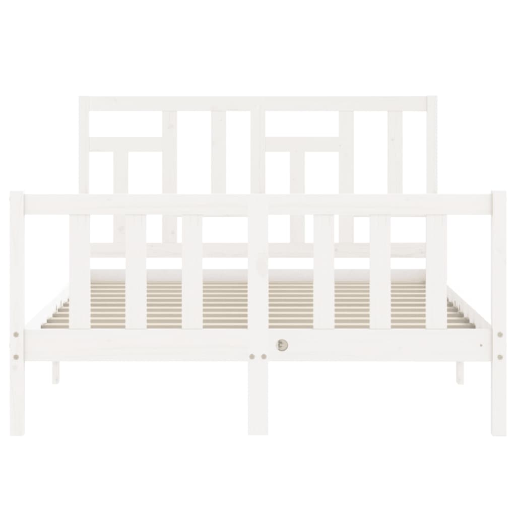 Bed Frame without Mattress White Small Double Solid Wood Pine