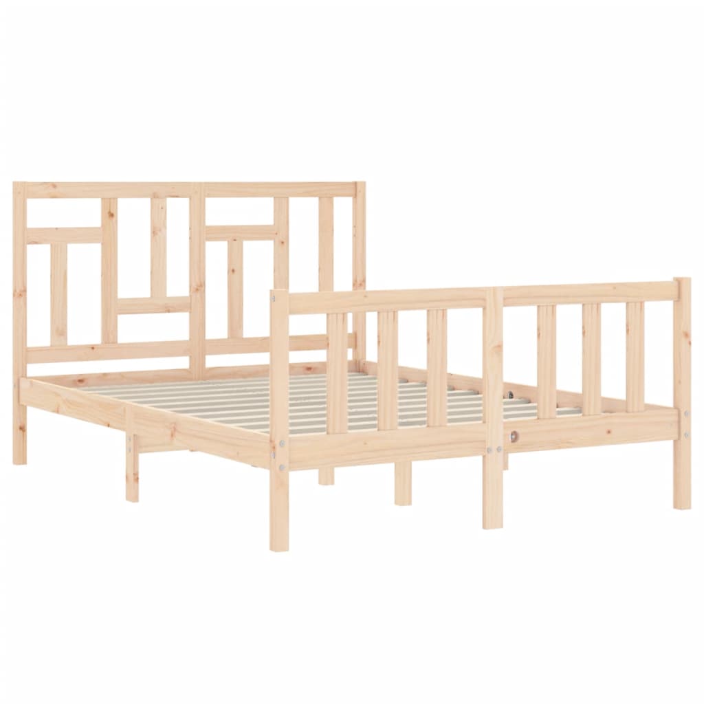 Bed Frame without Mattress Double Solid Wood Pine