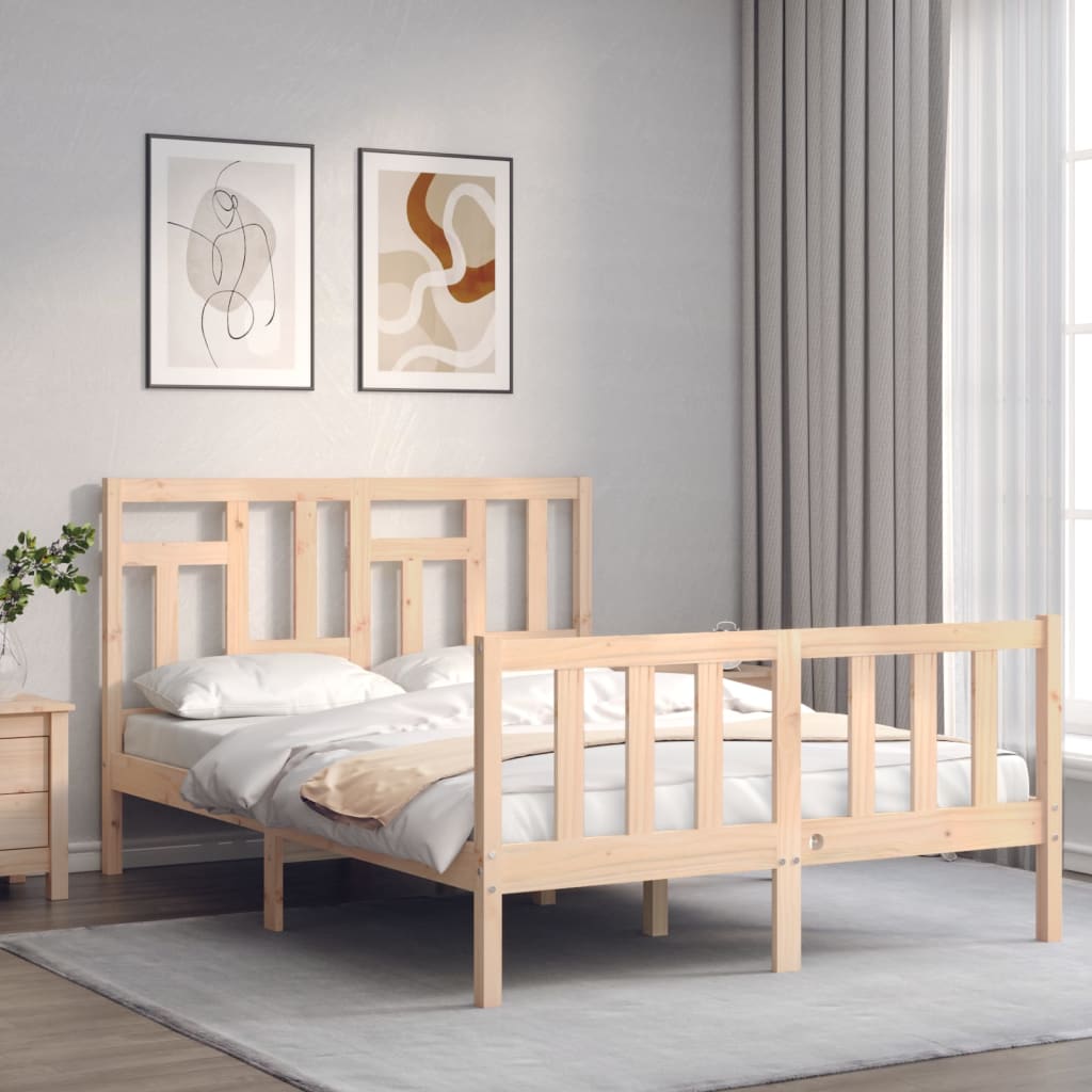 Bed Frame without Mattress 140x190 cm Solid Wood Pine