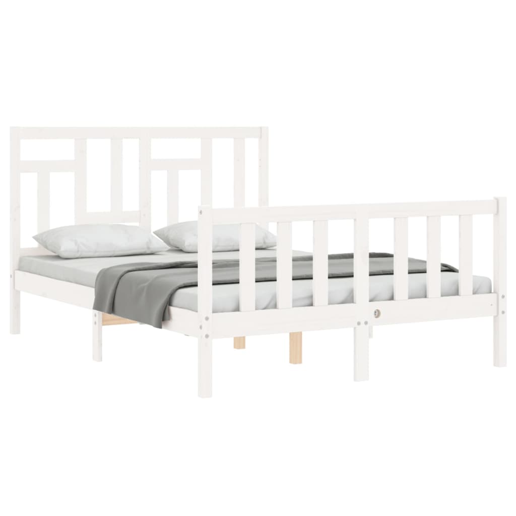 Bed Frame without Mattress White 140x190 cm Solid Wood Pine
