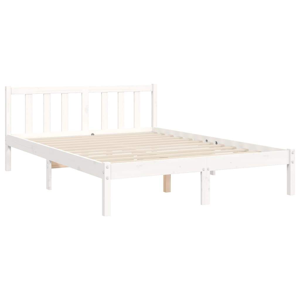 Bed Frame without Mattress White 140x190 cm Solid Wood Pine