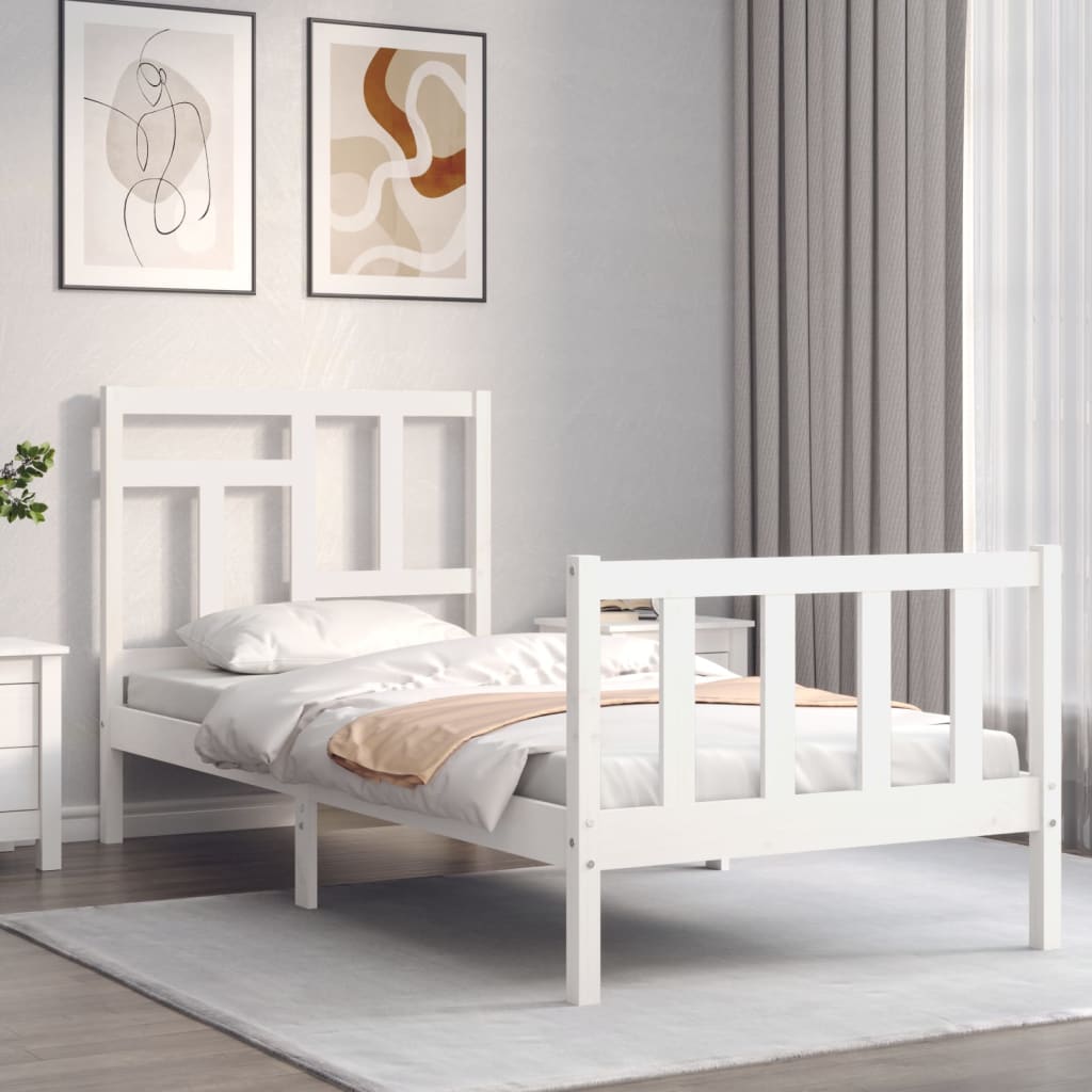 Bed Frame without Mattress White 90x200 cm Solid Wood Pine