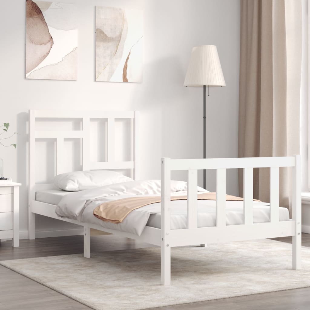 Bed Frame without Mattress White 90x200 cm Solid Wood Pine