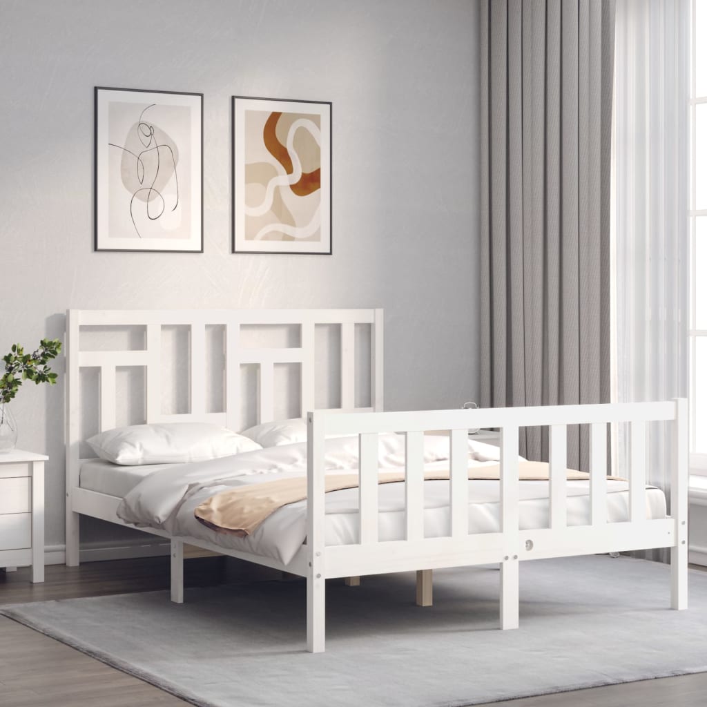 Bed Frame without Mattress White 120x200 cm Solid Wood Pine