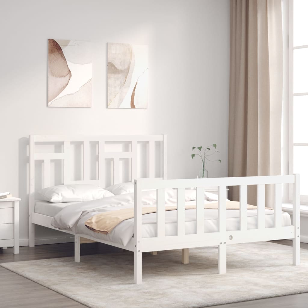 Bed Frame without Mattress White 140x200 cm Solid Wood Pine