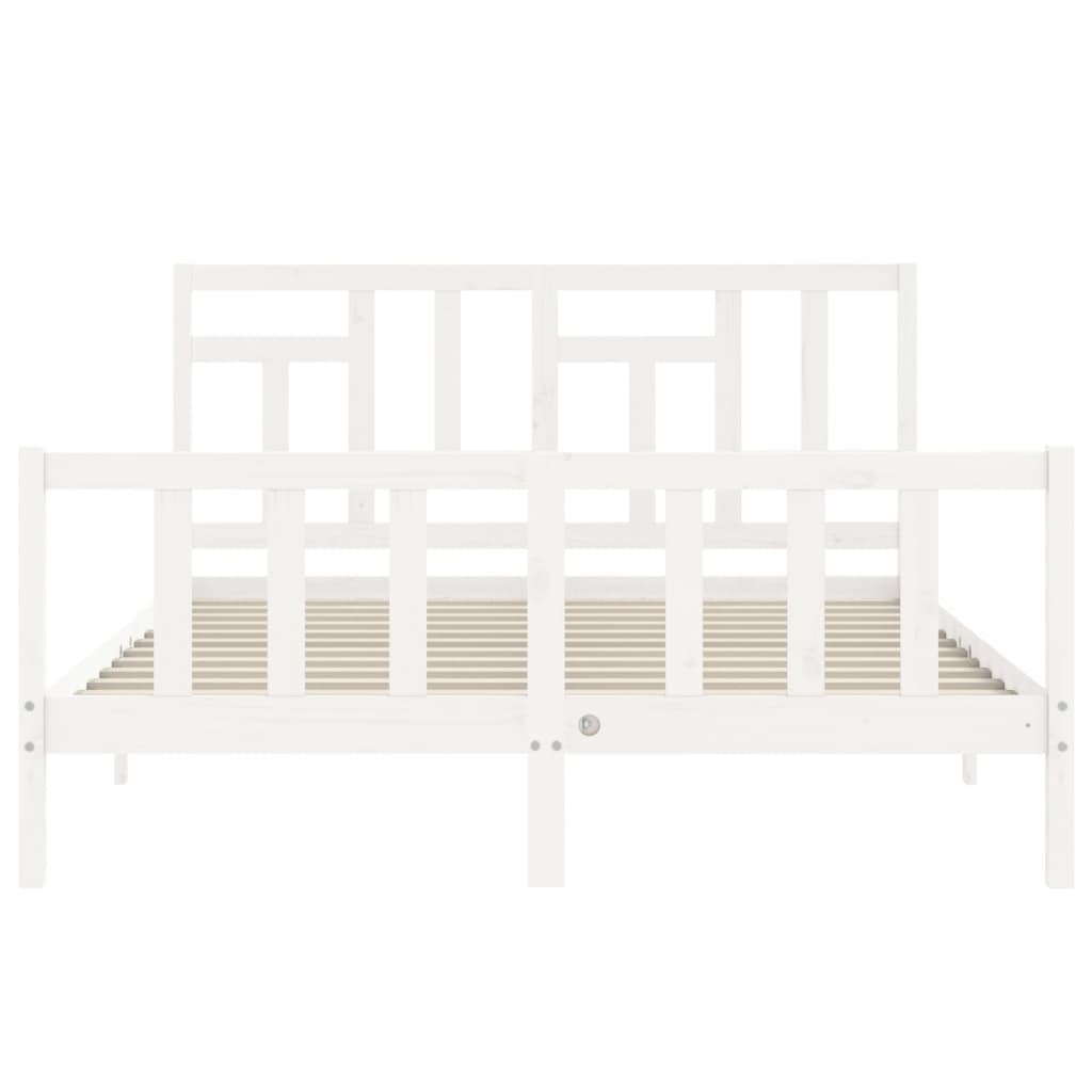 Bed Frame without Mattress White King Size Solid Wood Pine