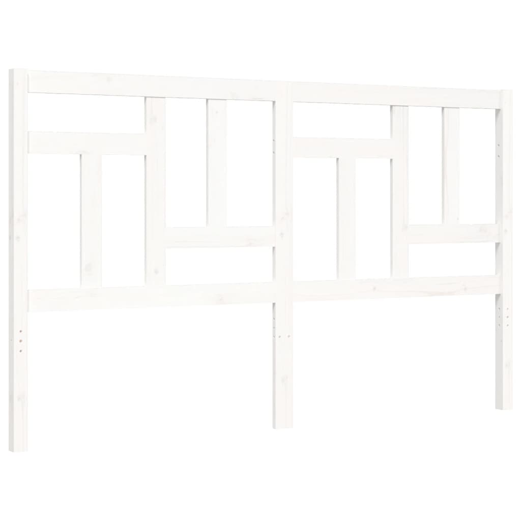 Bed Frame without Mattress White King Size Solid Wood Pine