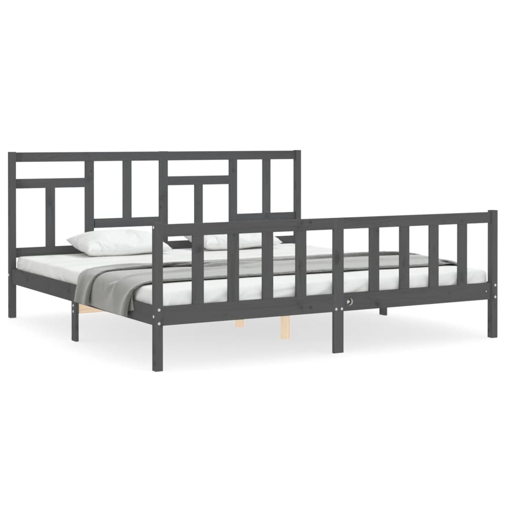Bed Frame without Mattress Grey 200x200 cm Solid Wood Pine