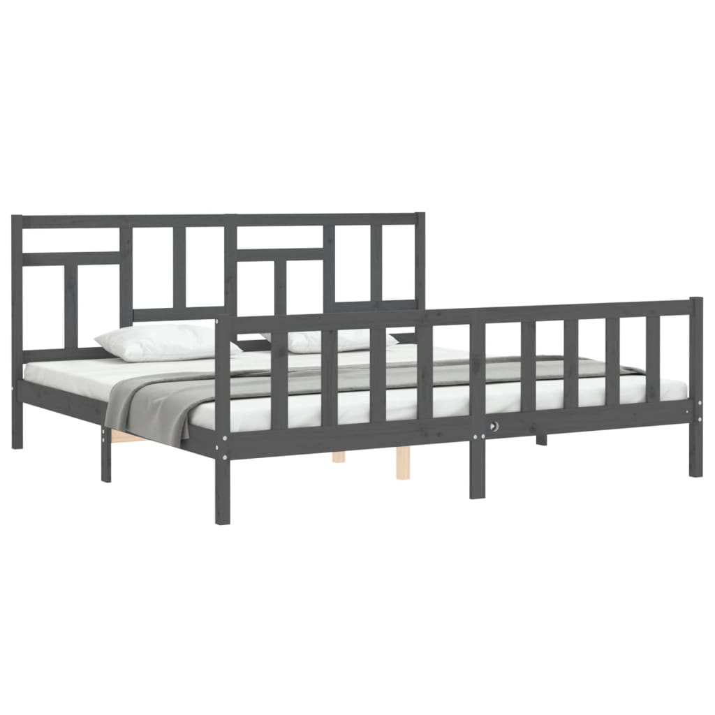 Bed Frame without Mattress Grey 200x200 cm Solid Wood Pine