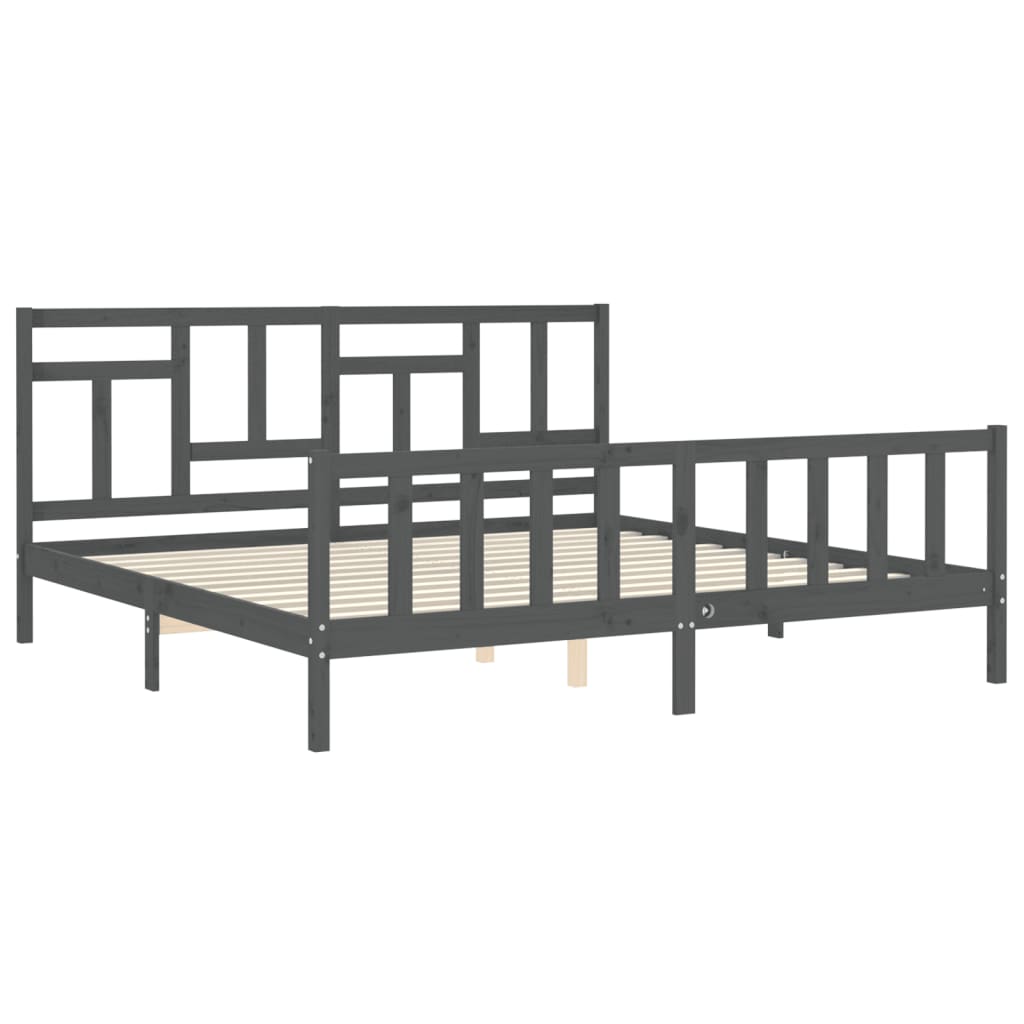 Bed Frame without Mattress Grey 200x200 cm Solid Wood Pine