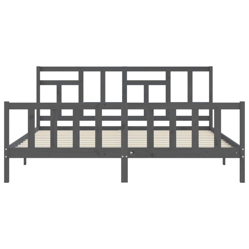 Bed Frame without Mattress Grey 200x200 cm Solid Wood Pine