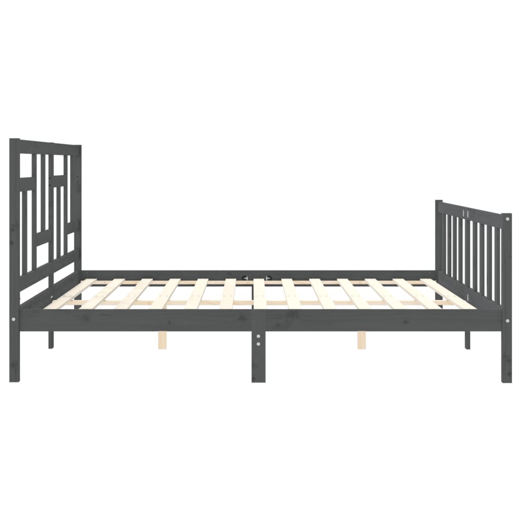 Bed Frame without Mattress Grey 200x200 cm Solid Wood Pine